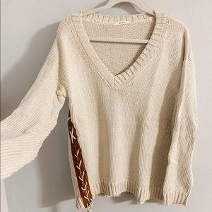 V-neck Sweater with ties on the side